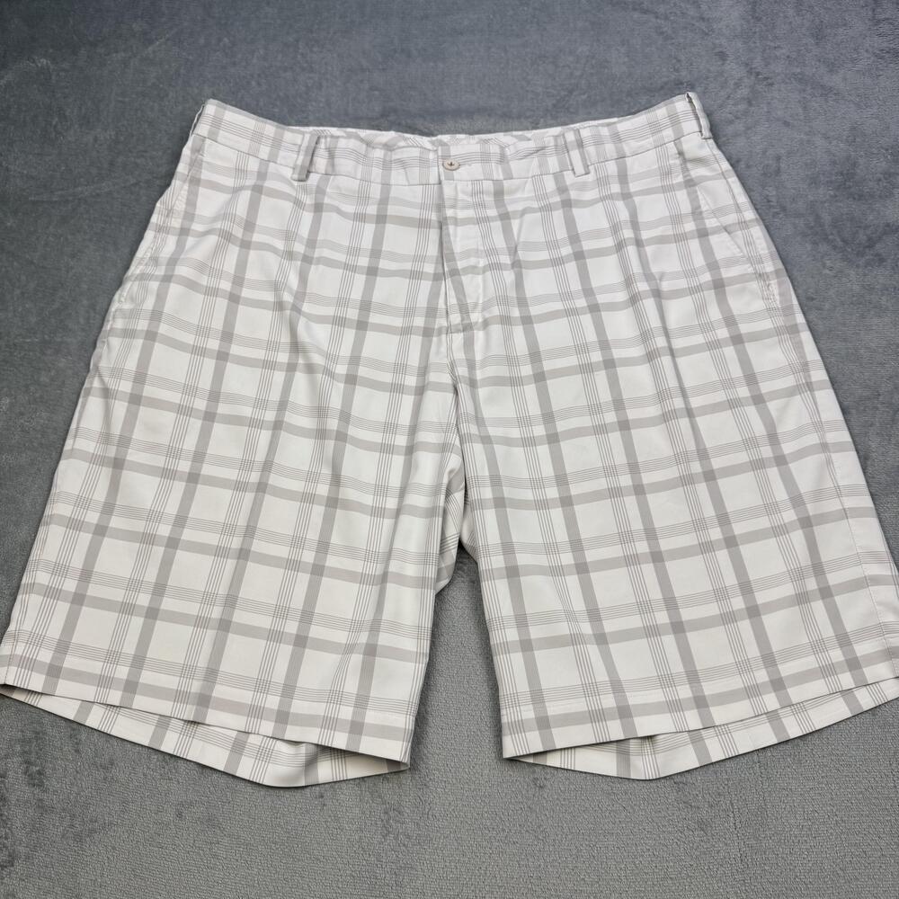 Nike Golf Shorts Mens 38 White Plaid Dri-FIT Performance Swoosh 452712-105